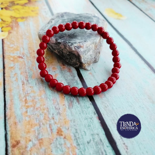 Pulsera Coral Rojo 6 mm