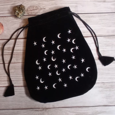 Bolsa de Tarot Bordada Estrellas y Lunas