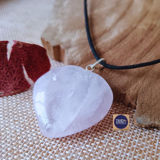 Colgante de Cuarzo Rosado Corazon