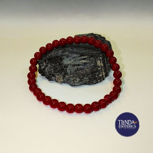 Pulsera Coral Rojo 6 mm
