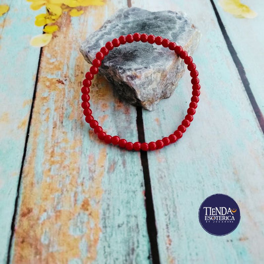 Pulsera Coral Rojo 4 mm