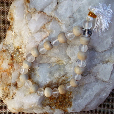 Pulsera Cuarzo Cristal y Tulsi
