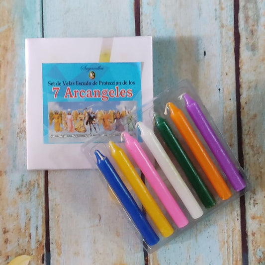 Set Velas Escudo de Protección 7 Arcángeles