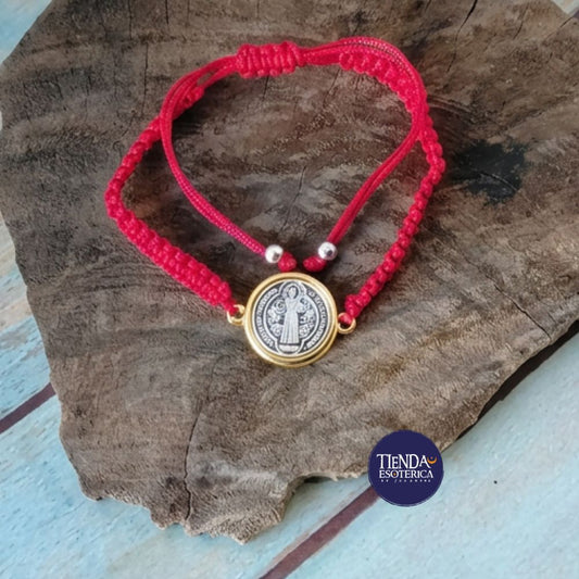 Pulsera de San Benito con Borde Dorado-Protección Espiritual, Amuleto de Fe y Energía Positiva