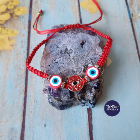 Pulsera 3 Ojos Turcos Rojos