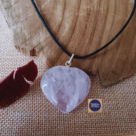 Colgante de Cuarzo Rosado Corazon