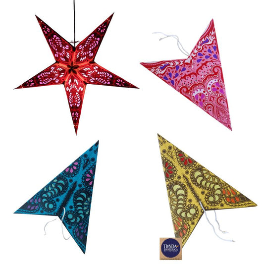 Lampara Estrella Azul de Papel de 5 Puntas