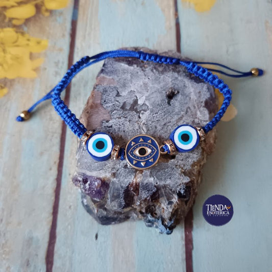 Pulsera 3 Ojos Turcos Azules